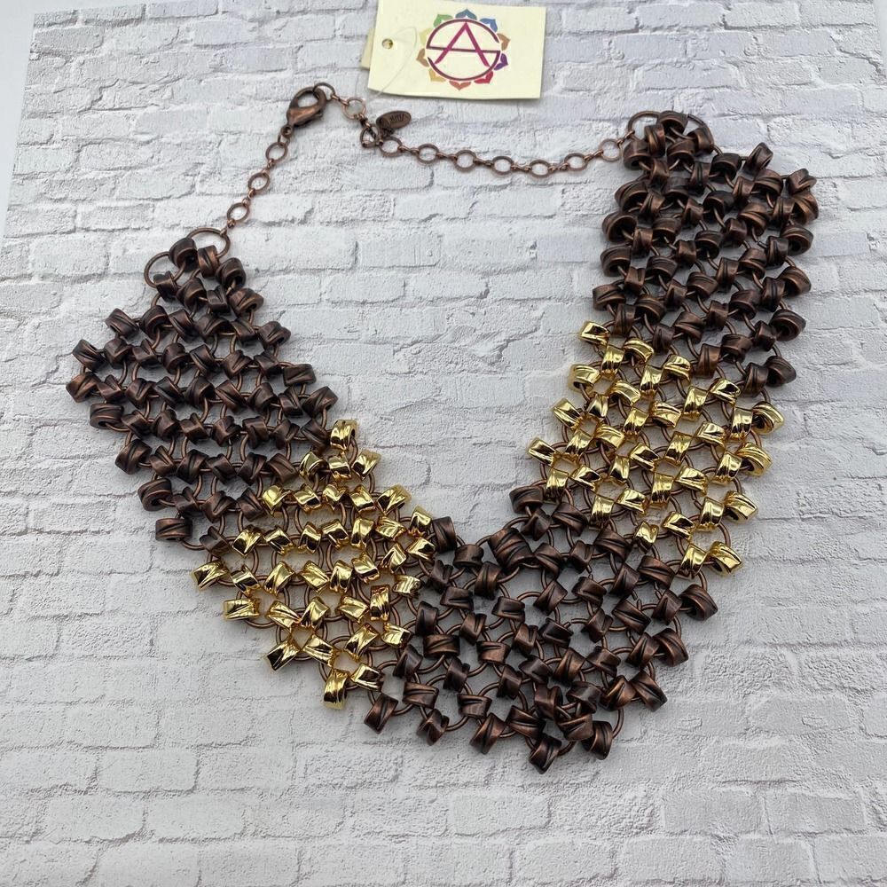 Amrita Singh Knotted Statement Necklace Gunmetal & Gold